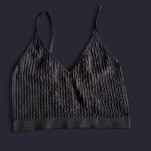 Chic Black Textured Bandeau Top